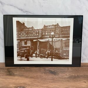 Mallory's Goodrich Tire Garage Vintage Sepia Card Stock Photo 1930s.framed